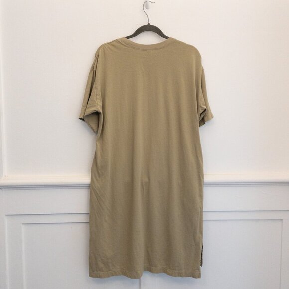 Uniqlo Oversized T-Shirt Dress 100% Cotton Khaki Green Casual Relaxed Fit M - Picture 2 of 4